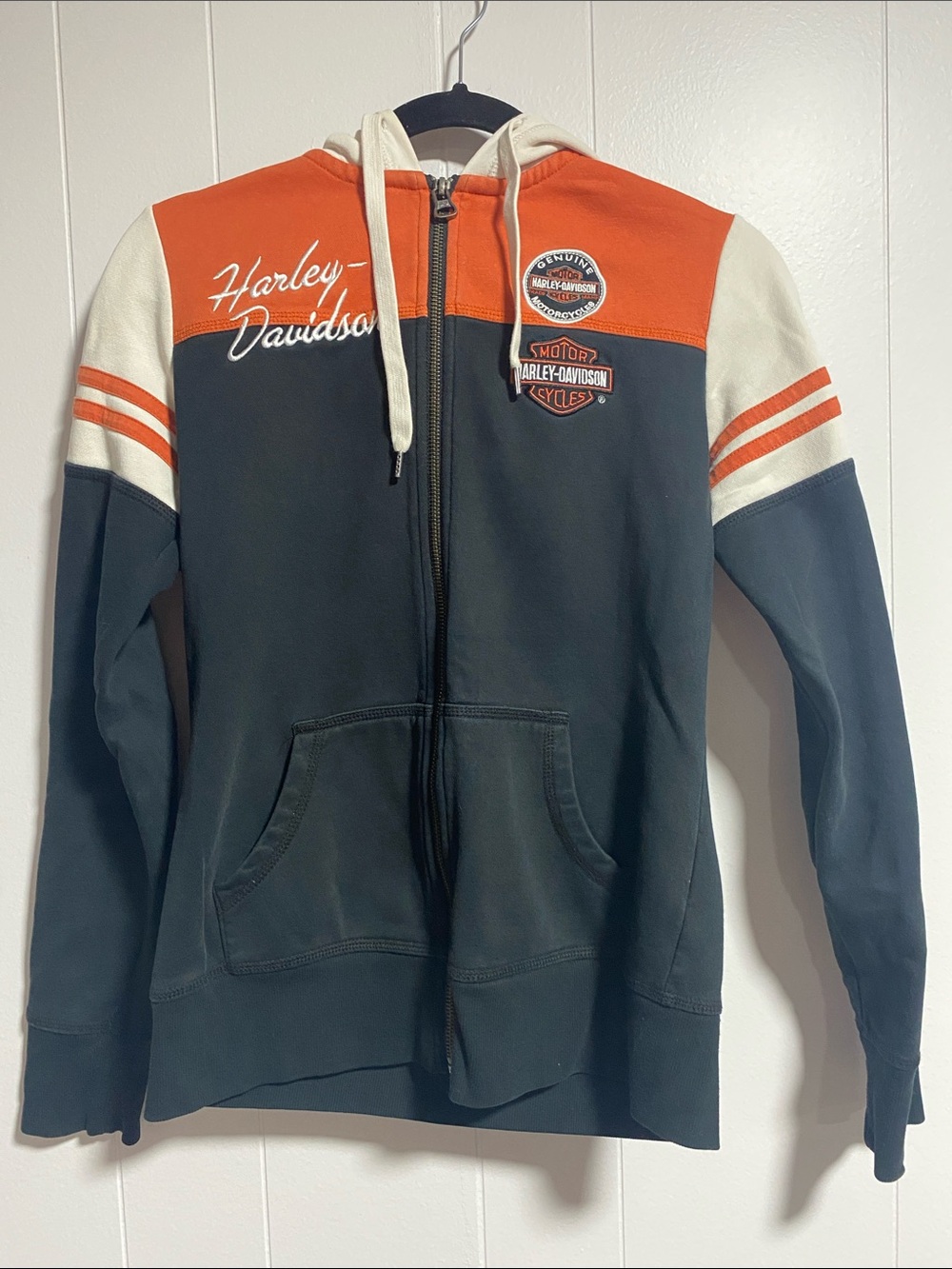 Harley-Davidson Black, Orange & Cream Zip Hoodie